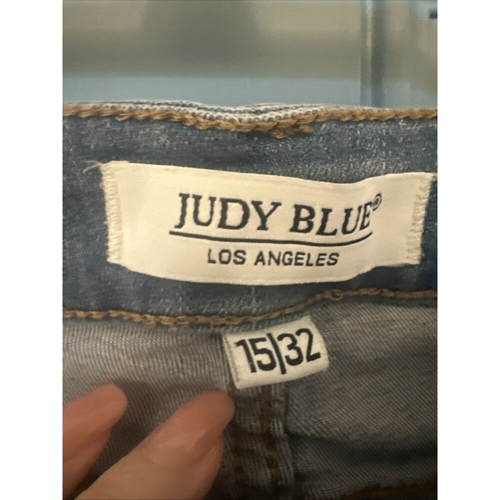 Judy Blue Light Blue Distressed Skinny Jeans with Floral Patchwork - Picture 9 of 13